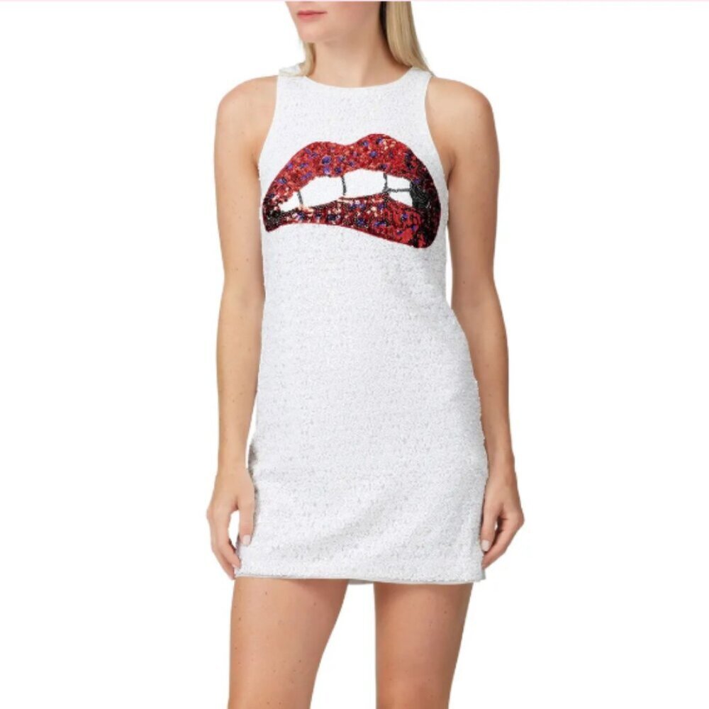 NWT Aidan AIDAN MATTOX Appliqué Sequin Shift Dress Size 6